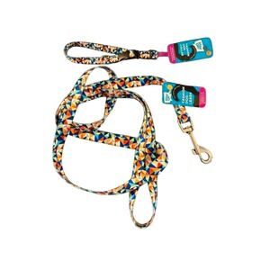 Play On Dog Leash and Collar Set Small Multicolor NWT Geometric Mosaic Pattern